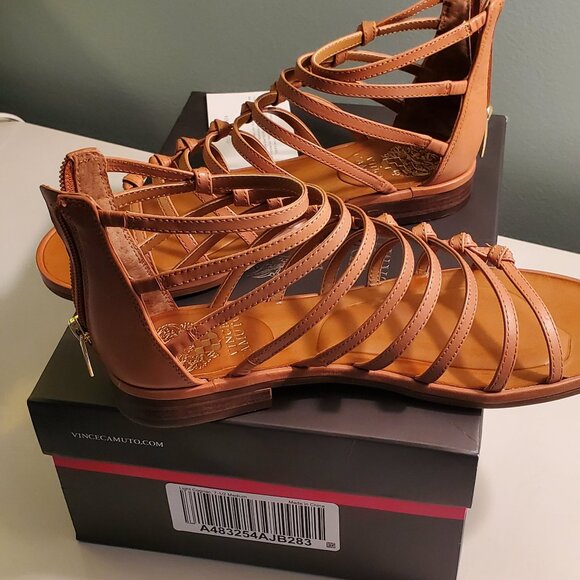 Vince Camuto Lendrila Gladiator Sandals Light Cognac 7.5 M - Picture 4 of 6
